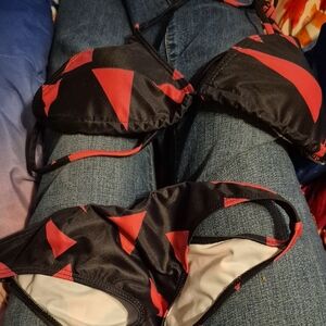 Black and Pink Triangle Bikini